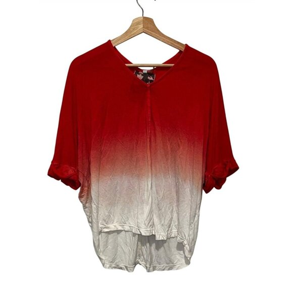 Young Fabulous & Broke Red & White Gradient Loose Fit tunic Women's Shirt Size S - Picture 1 of 7